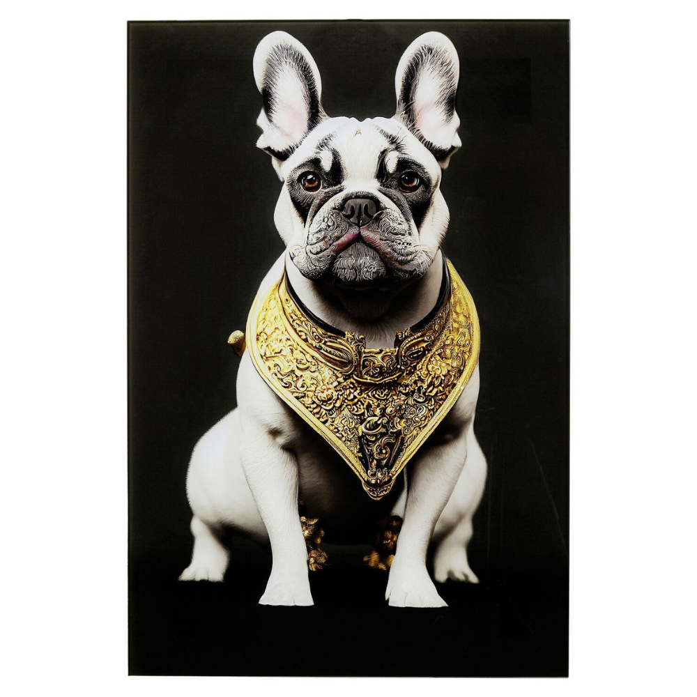 Tableau en Verre Bouledogue Collier Doré - 40x60 cm - annette carrelages narbonne