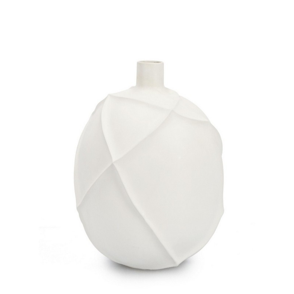 Vase Ridged Bomb Blanc H27 annette carrelages narbonne