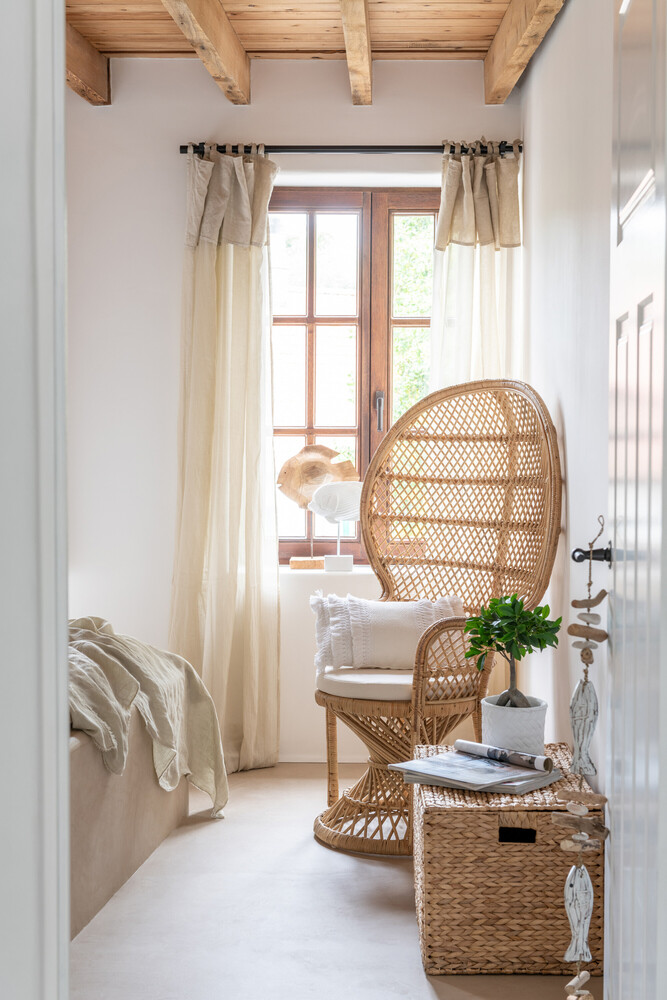 Chaise Paon + Coussin Rotin Naturel annette carrelages narbonne