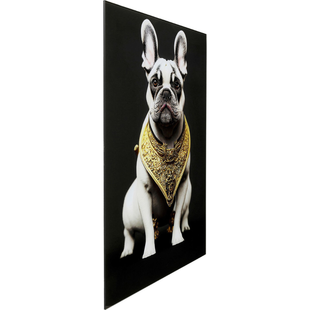 Tableau en Verre Bouledogue Collier Doré - 40x60 cm - annette carrelages narbonne