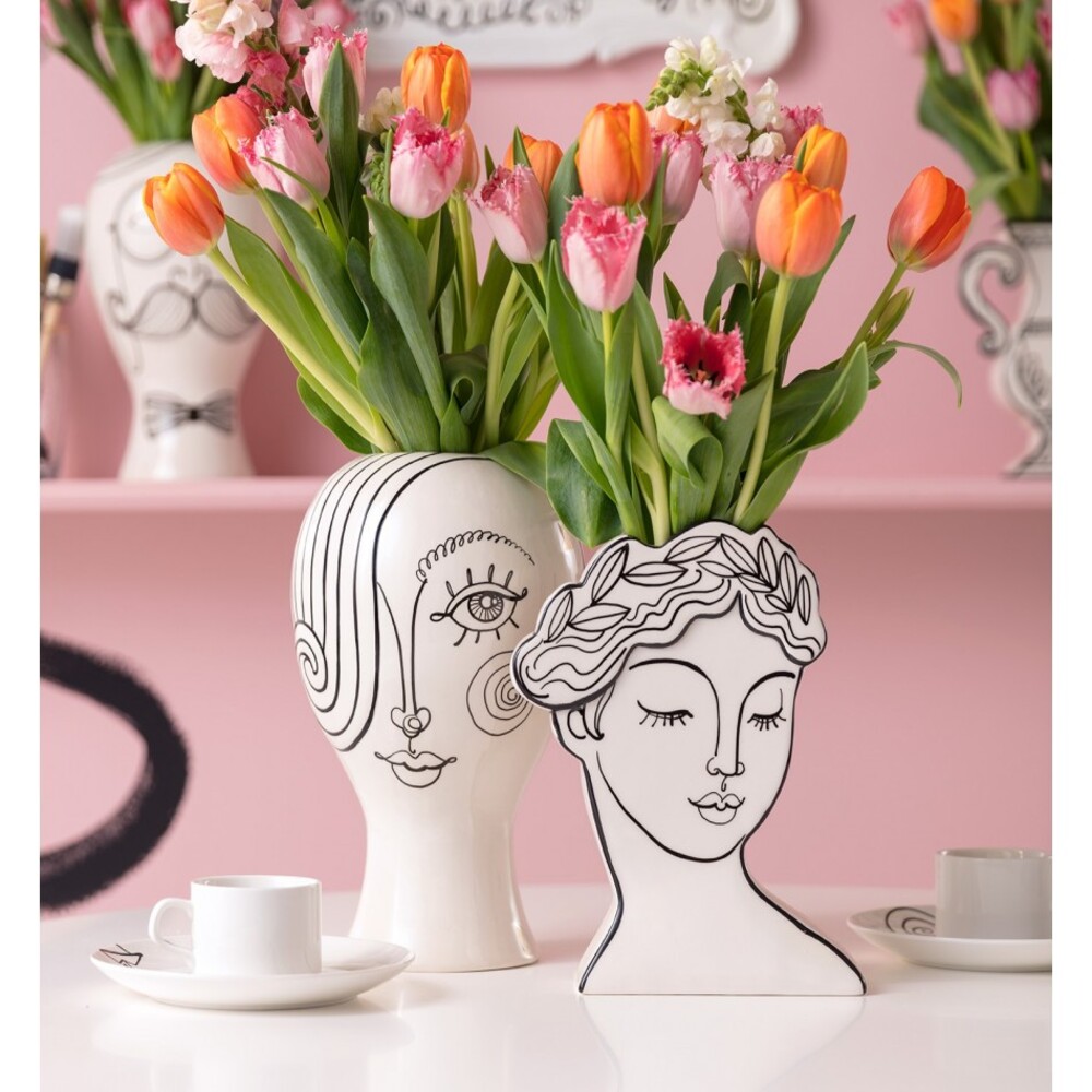 Vase Favola Femme Buste Blanc et Noir – Kare Design annette carrelage narbonne